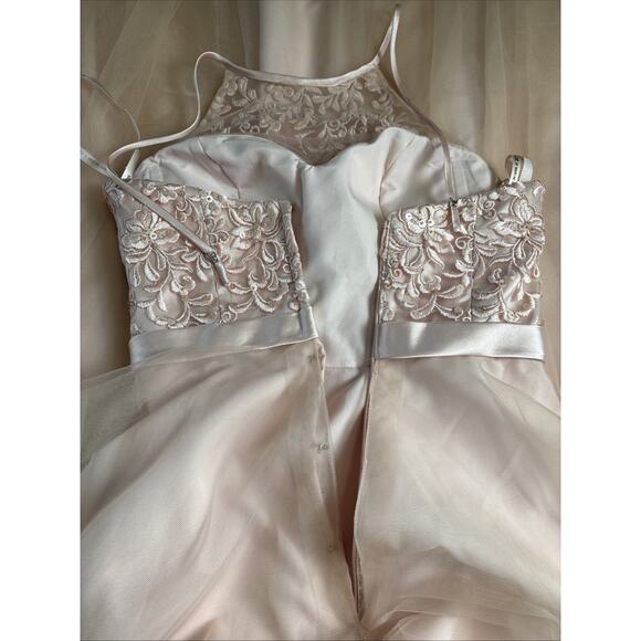 Morilee Pink Formal Dress Sz 4 Halter Top Princess Tulle Skirt Prom Hoco Wedding - Picture 6 of 9